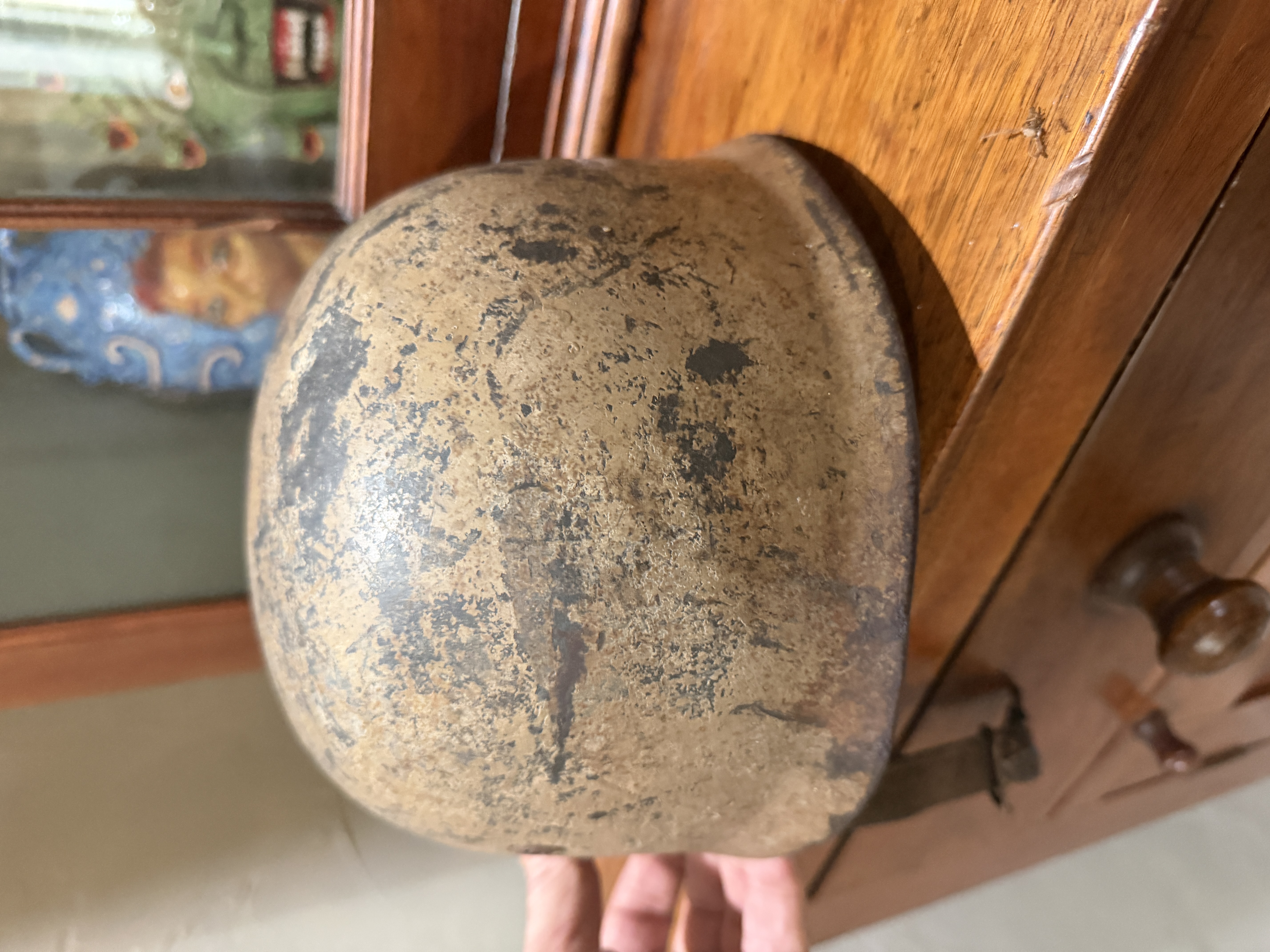 Very COOL TAN DAK/Italian Campaign Captured German Paratrooper Helmet image